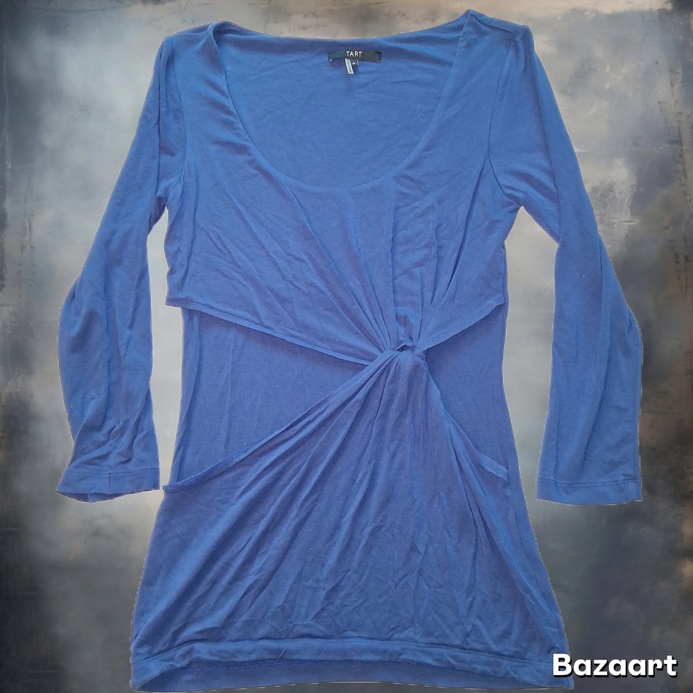 Tart Women's Blue Long Sleeve Twist Front Top Casual Knit Shirt